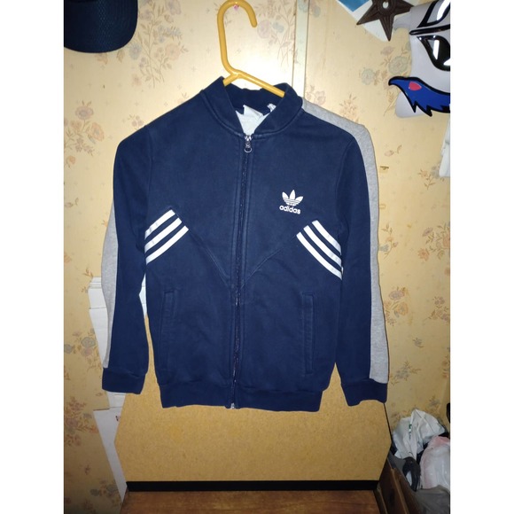 Adidas Samba Style Medium Youth 11-12 Dark Blue 3 Stripes Track Jacket CE 1086 - Picture 1 of 12